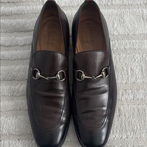 Gucci Men's Dark Brown Leather Slip-Ons